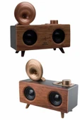 Bluetooth Nostalji Speaker Radyo Gramofon Ahşap Renk Vintage - 4
