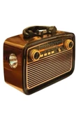 Nostalji Radyo Bluetooth Hoparlör USB-SD Kart Giriş Led Fener Işıklı Bataryalı Pilli - 5