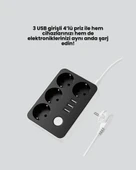 Akım Korumalı 3 USB Portlu 4’lü Priz 4.1A Hızlı Şarj - 2