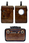 Nostalji Radyo Bluetooth Hoparlör USB-SD Kart Giriş Led Fener Işıklı Bataryalı Pilli - 4