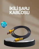 Hızlı Şarj Destekli 65W Örgülü USB-C ve USB-A Çoklu Şarj Kablosu - 1