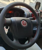 DİKİŞLİ DİREKSİYON KILIFI SİYAH DERİ KIRMIZI DİKİŞLİ FIAT DUCATO FOTODAKİ DİREKSİYON İÇİN thumbnail 2