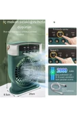 Şarjlı 600 Ml Su Hazneli Taşınabilir Masaüstü Vanilatör  Güçlü Fan Ve 2000 Mah Pil Yeşil - 3