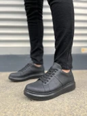 JY151 Boost Bağcıklı Cilt Erkek Günlük Sneaker Ayakkabı CST - Siyah thumbnail 2