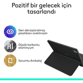 Logitech Flip Folio iPad Pro 11 inç (M4), iPad Air 11 inç (M2 ve M3), iPad Air (5. Nesil) ile Uyumlu Türkçe Klavyeli Tablet Kılıfı, Siyah thumbnail 5
