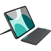 Logitech Flip Folio iPad Pro 11 inç (M4), iPad Air 11 inç (M2 ve M3), iPad Air (5. Nesil) ile Uyumlu Türkçe Klavyeli Tablet Kılıfı, Siyah thumbnail 1