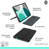 Logitech Flip Folio iPad Pro 11 inç (M4), iPad Air 11 inç (M2 ve M3), iPad Air (5. Nesil) ile Uyumlu Türkçe Klavyeli Tablet Kılıfı, Siyah thumbnail 4