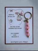 24 Adet Pembe Renk İsme Özel İlk Dişim Çıktı Diş Partisi Diş Buğdayı Hatırası Hediyelik Anahtarlık thumbnail 1