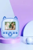 Dijital Video Fotoğraf App Destekli Çocuk Kamerası Termal Resim Kağıt Baskılı Yazıcı Mavi - 2