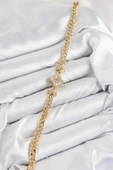 Pirinç Zirkon Taşlı Yonca Model Gold Renk Kadın Bileklik - TJ-BB7537 thumbnail 2