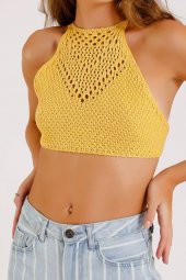 GO ON OUTFIT Kadın Örgü Desenli Triko Büstiyer GOON162 - 1
