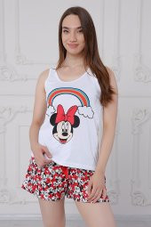 GO ON OUTFIT Kadın Kırmızı Gökkuşağı Mickey Baskılı Kadın Atlet Şort Takımı GOON184 - 1