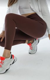 GO ON OUTFIT Kadın Kahverengi Kalın Kemerli Fitilli Tayt GOON180 - 1