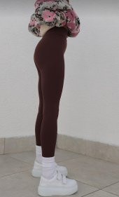 GO ON OUTFIT Kadın Kahverengi Kalın Kemerli Fitilli Tayt GOON180 - 3