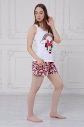 GO ON OUTFIT Kadın Kırmızı Gökkuşağı Mickey Baskılı Kadın Atlet Şort Takımı GOON184 - 4