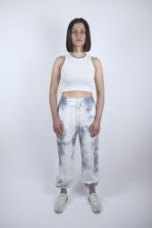 GO ON OUTFIT Kadın Gri-Beyaz Batik 2iplik Eşofman GOON142 - 4