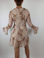 GO ON OUTFIT Kadın Bej Buğday Desen Kol ve Etek Valonlu Elbise GOON139 - 5