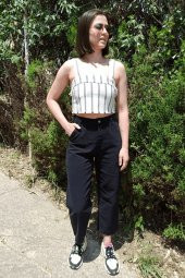 GO ON OUTFIT Kadın Bilek Boy Bol Paça Kot Pantolon GOON100 - 1