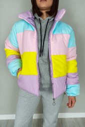 GO ON OUTFIT Kadın Lila Pastel Renkler Şişme Mont GOON43 - 1