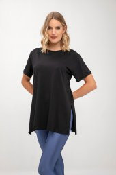 GO ON OUTFIT Kadın Yanı Yırtmaçlı Bisiklet Yaka T-Shirt GOON109 - 4