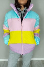 GO ON OUTFIT Kadın Lila Pastel Renkler Şişme Mont GOON43 - 2