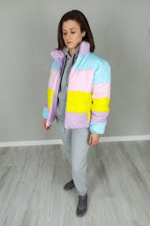 GO ON OUTFIT Kadın Lila Pastel Renkler Şişme Mont GOON43 - 3