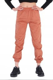 GO ON OUTFIT Kadın Tozpembe Fitilli Kadife Kumaşlı Cepli Lastikli Paça Pantolon GOON146 - 2