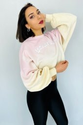 GO ON OUTFIT Kadın Pembe Batik Looney Tunes Baskılı Uzun Kol Sweatshirt - 1