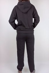 GO ON OUTFIT Kadın Kanguru Cepli Kapşonlu Siyah Sweatshirt - 2