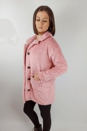 GO ON OUTFIT Kadın Pembe Düğmeli Kaban - 1
