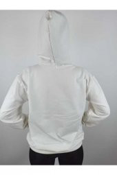 GO ON OUTFIT Kadın Los Angeles Baskılı Kanguru Cepli Kapşonlu Beyaz Sweatshirt GOON97 - 5