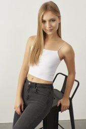 Beyaz İp Askılı Büstiyer - 1