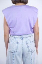 GO ON OUTFIT Kadın Bisiklet Yaka Vatkalı Kolsuz Lila T-Shirt GOON80 - 4