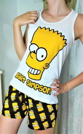 Kadın Siyah Sarı The Simpson Baskılı Sıfır Kol Pijama Takımı GOON38 - 3