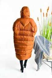 GO ON OUTFIT Kadın Şişme Oversize Kiremit Mont - 3