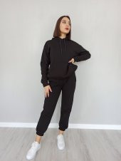 GO ON OUTFIT Kadın Paçası Lastikli Cepli Siyah Eşofman GOON57 - 2