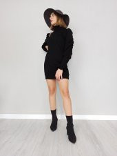 GO ON OUTFIT Kadın Balıkçı Yaka Balon Kol Triko Elbise GOON99 - 5
