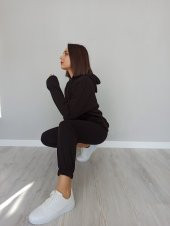 GO ON OUTFIT Kadın Paçası Lastikli Cepli Siyah Eşofman GOON57 - 6