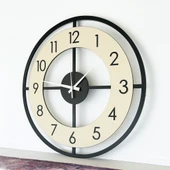 Ahşap Siyah Ceviz Desenli Sessiz Duvar Saati 40 cm Dekoratif Hediyelik - 3