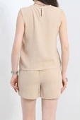 Şortlu Ayrobin takım bej thumbnail 5