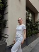 Düğme yakalı gri alt üst takım s3943 thumbnail 3