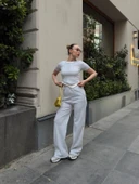 Düğme yakalı gri alt üst takım s3943 thumbnail 2