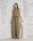 Broşlu yelek pantolon takım haki s255821 thumbnail 1