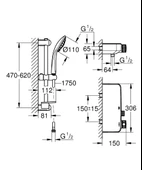 Grohe Grohtherm Smartcontrol Termostatik Duş Bataryası ve Sürgülü El Duş Takımı, Krom, 34720000 - 2