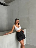 Çizgili şort etek thumbnail 4