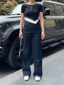 Düğme yakalı siyah alt üst takım s3943 thumbnail 2