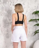 Çizgili düğmeli şort beyaz s2551251 thumbnail 3