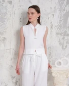 Broşlu yelek pantolon takım beyaz s255821 thumbnail 3