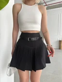 Kemerli pikseli şort etek thumbnail 2