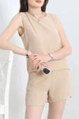 Şortlu Ayrobin takım bej thumbnail 4